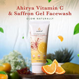 AHIRYA Vitamin C + Niacinamide Brightening Face Wash, Aloe Vera, Licorice & Saffron Extracts, Oil Control, Tan Removal & Glow Boost, For All Skin Types – 100ml